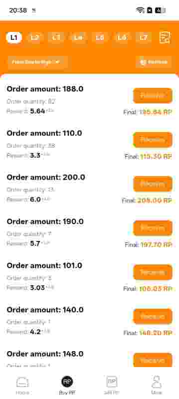 KivoPay app order screen screenshot
